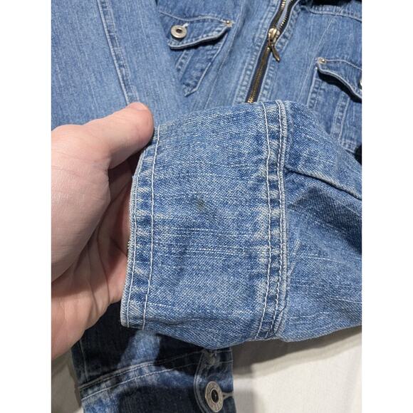 Express Womens Vintage Cropped Jean Jacket Sz Small 90s Old Stock Metal Zipper - Picture 9 of 9